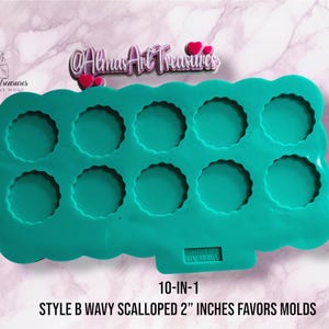10-in-1 Scalloped Silicone Mold: 2" Resin Keychain Favors