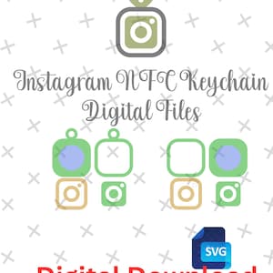 Archivo SVG de corte digital de etiqueta NFC de Instagram / Archivo SVG de llavero de Instagram con 3 diseños NFC para corte por láser / Glowforge / X-Tool