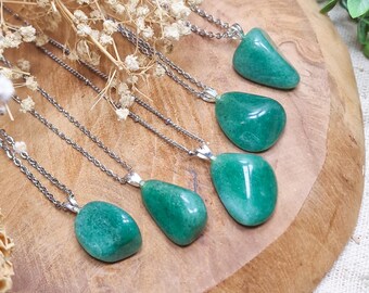 Green Aventurine Silver Pendant | Sterling Silver 925 Necklace Chain Stone Crystal Jewelry Natural Gemstone Her Him Women Men Gift Box