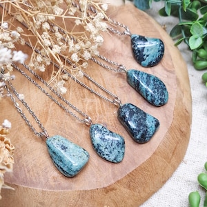 Green Snakeskin Jasper Silver Pendant | Sterling Silver 925 Necklace Chain Stone Crystal Jewelry Natural Gemstone Her Him Women Men Gift Box
