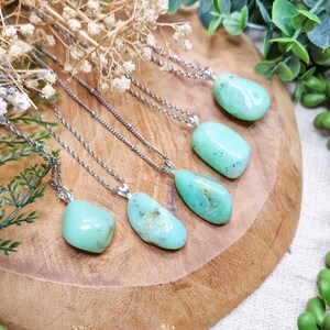 Chrysopal Silver Pendant | Sterling Silver 925 Necklace Chain Stone Crystal Jewelry Natural Gemstone Her Him Women Men Gift Box Rare Opal
