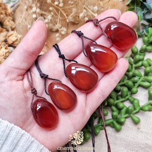 Carnelian Pendant Necklace | Natural Gemstone Jewelry | Courage Creativity Motivation Crystal | Sacral Chakra | Spiritual Talisman Amulet