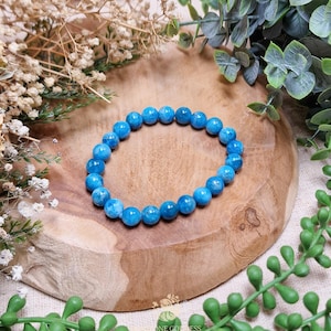 Blue Apatite Bracelet 8mm | Focus Motivation Creativity Throat Third Eye Chakra | High Quality Genuine Gemstone Crystal Jewelry Men Women