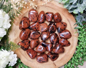 Mahogany Obsidian Tumbled Stone, Crystal Gemstone Polished Natural High Quality Mineral Rock Mexico Grounding Protection Stability Strength