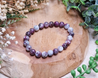 Pink Tourmaline in Albite Bracelet 8mm | Love Healing Compassion Heart Crown Chakra High Quality Genuine Gemstone Crystal Jewelry Men Women