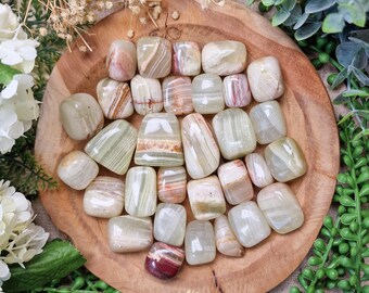 Green Aragonite Tumbled Stone, Crystal Gemstone Polished Natural High Quality Mineral Rock Pakistan Capricorn Taurus Virgo Zodiac Green Onyx