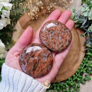 Imperial Red Granite Palm Stone | Hand Stone Big Tumbled Large Gemstone Crystal Rock Gift Her Him Grounding Protection Confidence Strength