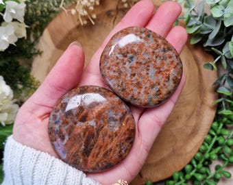 Imperial Red Granite Palm Stone | Hand Stone Big Tumbled Large Gemstone Crystal Rock Gift Her Him Grounding Protection Confidence Strength