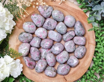 Thulite Albite Tumbled Stone, Crystal Gemstone Polished Natural High Quality Grade Mineral Rock Passion Love Emotional Healing Confidence