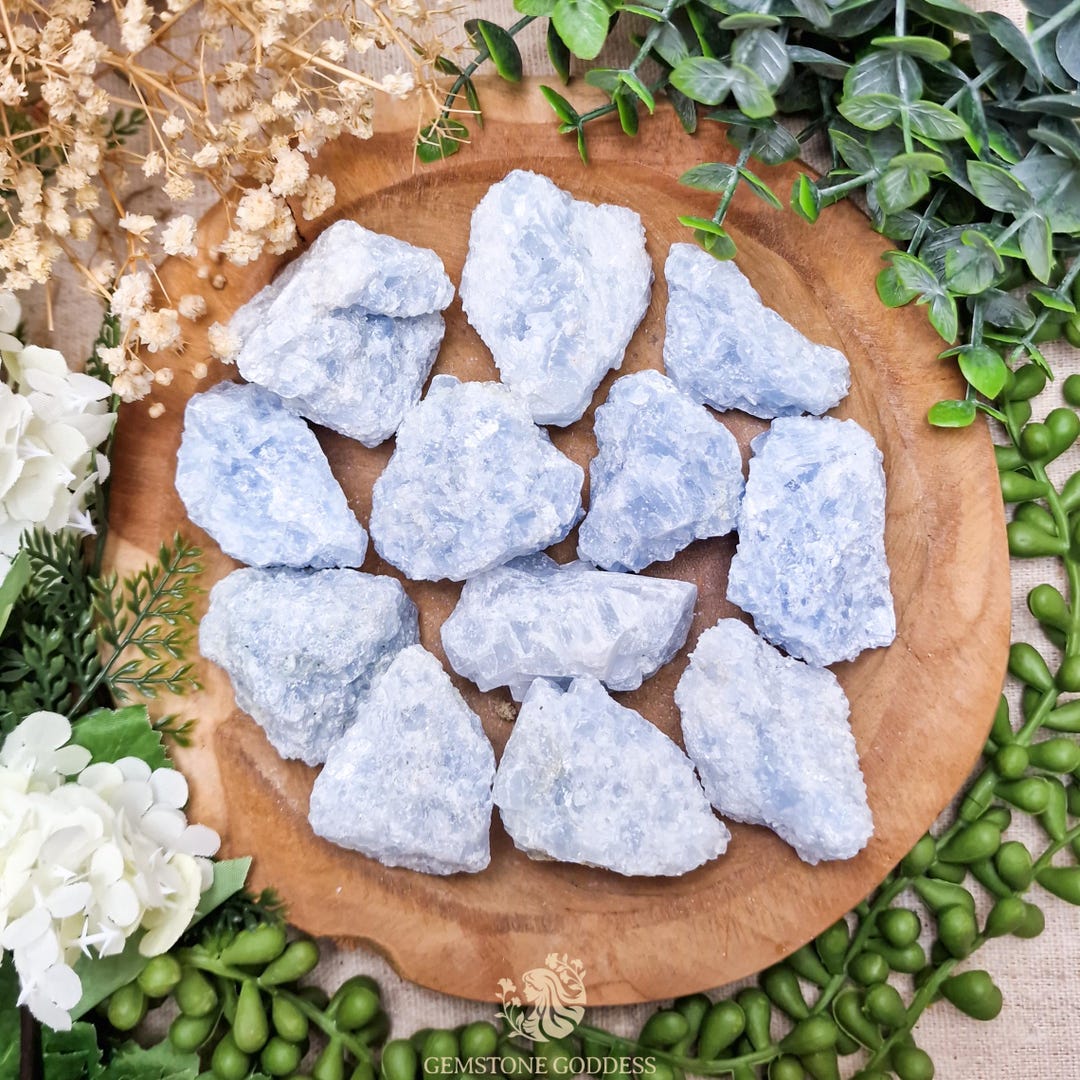 Raw Blue Calcite Rough Rock Gemstone Natural Crystal High Quality ...