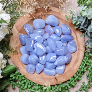 Blue Chalcedony Tumbled Stone, Crystal Gemstone Polished Natural