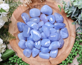 Blue Chalcedony Tumbled Stone, Crystal Gemstone Polished Natural High Quality Mineral Rock Gemmy Jelly Malawi Africa Cancer Gemini Pisces