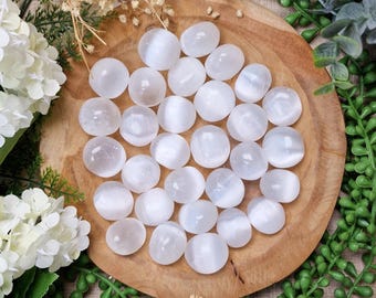 Selenite Tumbled Stone, Crystal Gemstone Polished Natural High Quality Mineral Rock Satin Spar Morocco Cleansing Clarity Spiritual Peace