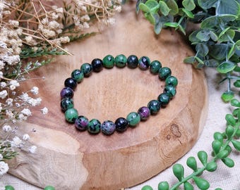 Ruby in Zoisite Bracelet 8mm | Passion Healing Vitality Creativity Heart Root Chakra High Quality Genuine Gemstone Crystal Jewelry Men Women