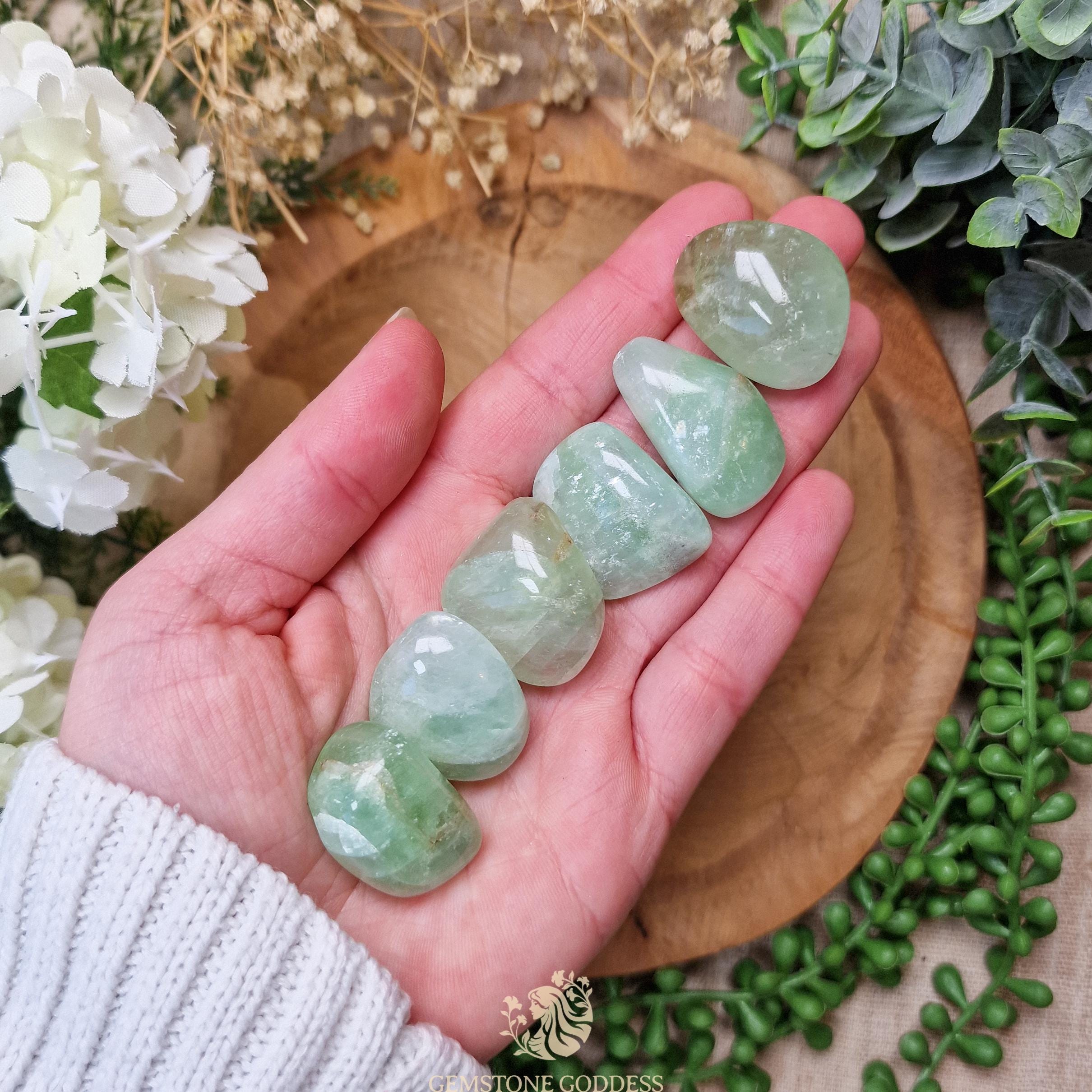 Green Calcite Tumbled Stone, Crystal Gemstone Polished Natural