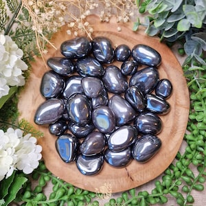 Hematite Tumbled Stone, Crystal Gemstone Polished Natural High Quality Grade Mineral Rock Protection Grounding Confidence Focus Strength