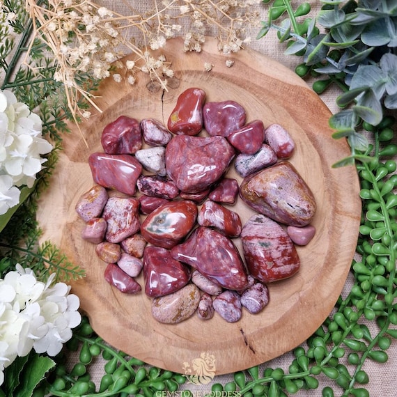 Red Ocean Jasper Tumbled Stone, Crystal Gemstone Polished Natural
