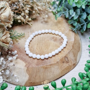 White Jade Bracelet 6mm | Peace Clarity Protection Crown Heart Chakra | Jadeite High Quality Genuine Gemstone Crystal Jewelry Men Women