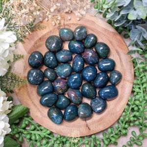 Heliotrope Tumbled Stone, Crystal Gemstone Polished Natural High Quality Grade Mineral Rock Bloodstone India Courage Protection Balance