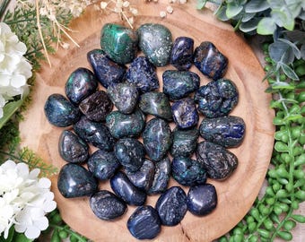 Azurite Malachite Tumbled Stone, Crystal Gemstone Polished Natural High Quality Mineral Rock Emotional Transformation Empowered Expression