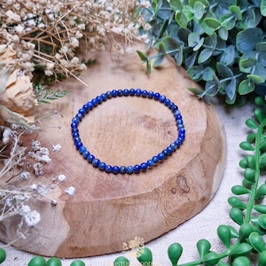 Lapis Lazuli Bracelet 4mm | Truth Intuition Inner Wisdom Third Eye Throat Chakra | High Quality Genuine Gemstone Crystal Jewelry Men Women