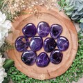 Amethyst Pocket Stone | Palm Stone Hand Gemstone Crystal Rock Gift Her Him Polished Smooth Stone Flat Disk Worry Stone Pocket Hug Spiritual product logo