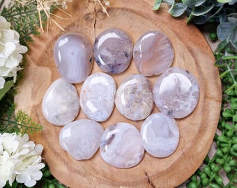 Pink Chalcedony Pocket Stone | Palm Stone Hand Gemstone Crystal Rock Gift Her Him Polished Smooth Stone Flat Disk Worry Pocket Hug Spiritual