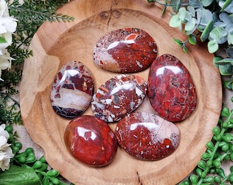 Brecciated Jasper Palm Stone | Hand Stone Big Large Tumbled Gemstone Crystal Rock Gift for Her Him | Grounding Vitality Protection Clarity