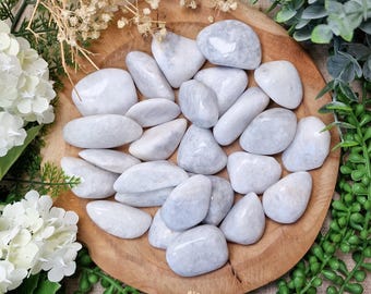 White Calcite Tumbled Stone, Crystal Gemstone Polished Natural High Quality Grade Mineral Rock Energy Cleansing Spiritual Light Renewal