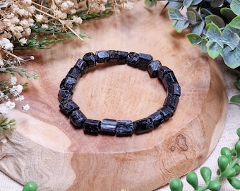 Rough Black Tourmaline Bracelet 8mm Raw Protection Energy EMF Shielding Balance Root Chakra High Quality Gemstone Crystal Jewelry Men Women