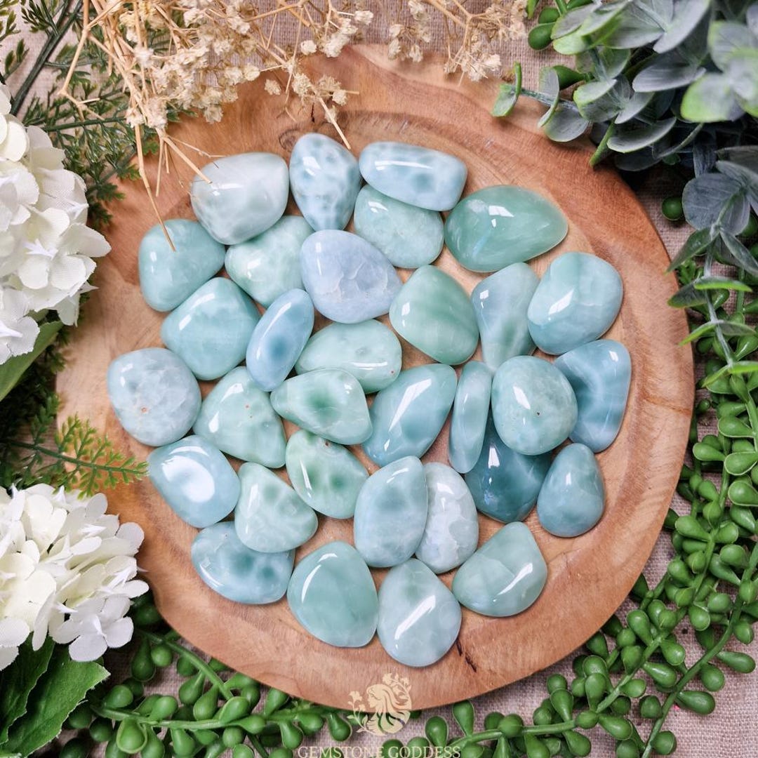 Green Angelite Tumbled Stone, Crystal Gemstone Polished Natural High ...