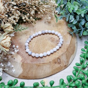 White Agate Bracelet 6mm | Calm Balance Protection Emotional Healing Clarity Crown | High Quality Genuine Gemstone Crystal Jewelry Men Women