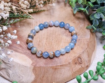 Lemurian Aquatine Calcite Bracelet 8mm | Emotional Healing Intuition Past-Life | High Quality Genuine Gemstone Crystal Jewelry Men Women