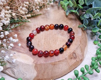 Sardonyx Bracelet 8mm | Strength Confidence Protection Willpower Solar Plexus Chakra High Quality Genuine Gemstone Crystal Jewelry Men Women