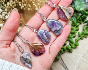 Rainbow Fluorite Silver Pendant | Sterling Silver 925 Necklace Chain Stone Crystal Jewelry Natural Gemstone Her Him Women Men Gift Box