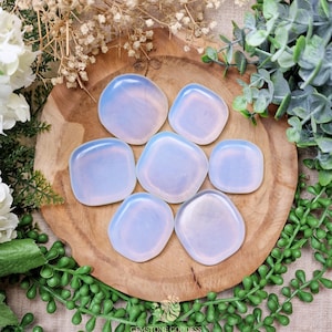 Opalite Pocket Stone | Palm Stone Hand Gemstone Crystal Rock Gift Her Him Polished Smooth Stone Flat Disk Worry Stone Pocket Hug Spiritual