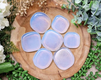Opalite Pocket Stone | Palm Stone Hand Gemstone Crystal Rock Gift Her Him Polished Smooth Stone Flat Disk Worry Stone Pocket Hug Spiritual