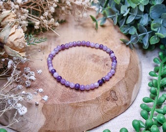 Lepidolite Bracelet 4mm | Calmness Stress Relief Emotional Healing Inner Peace | High Quality Genuine Gemstone Crystal Jewelry Men Women