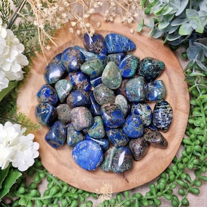Azurite Malachite Shattuckite Tumbled Stone Crystal Gemstone Polished Natural High Quality Grade Mineral Rock Voice of the Soul Deep Healing