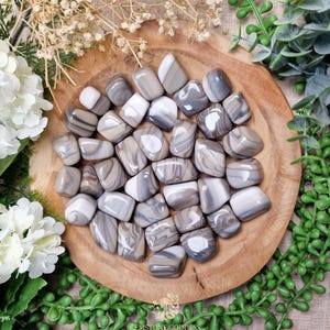 Banded Flint Tumbled Stone, Crystal Gemstone Polished Natural High Quality Grade Mineral Rock Poland Strength Focus Ancient Grounding Earth