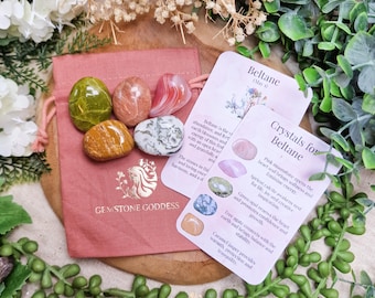 Beltane Crystals | Crystal Set Kit Wheel of the Year Witch Druid Nature Cycles Spring Tumbled Stone Gemstone Rock Gift Her Him Spiritual