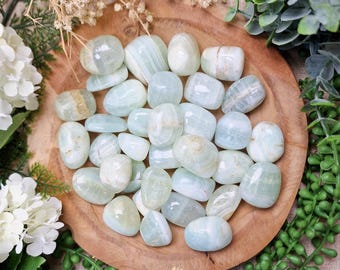 Pistachio Calcite Tumbled Stone, Crystal Gemstone Polished Natural High Quality Grade Mineral Rock Emotional Healing Growth Inner Peace
