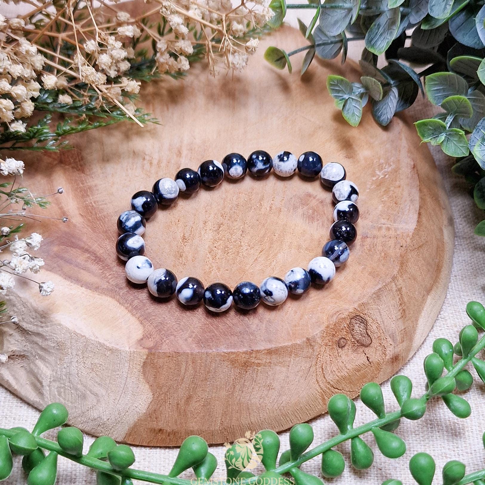 Orca Agate Bracelet 8mm | Emotional Healing Calm Ocean Energy