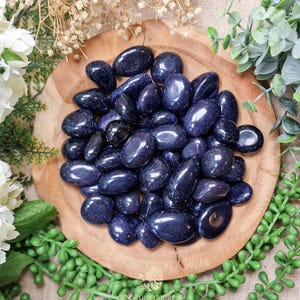 Blue Goldstone Tumbled Stone, Crystal Gemstone Polished Natural High Quality Grade Mineral Rock Smooth Pebble Copper Heart Throat Chakra
