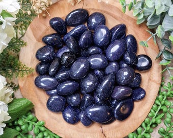 Blue Goldstone Tumbled Stone, Crystal Gemstone Polished Natural High Quality Grade Mineral Rock Smooth Pebble Copper Heart Throat Chakra