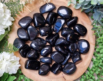 Black Obsidian Tumbled Stone Crystal Gemstone Polished Natural High Quality Grade Mineral Rock Grounding Psychic Protection Clarity Strength