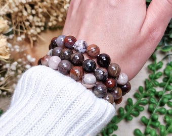 Petrified Wood Bracelet 10mm | Grounding Stability Ancient Wisdom