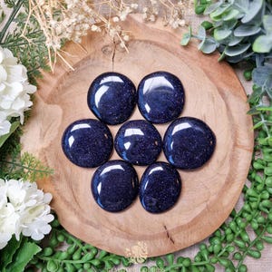 Blue Goldstone Pocket Stone | Palm Stone Hand Gemstone Crystal Rock Gift Polished Smooth Stone Flat Disk Worry Stone Pocket Hug Spiritual