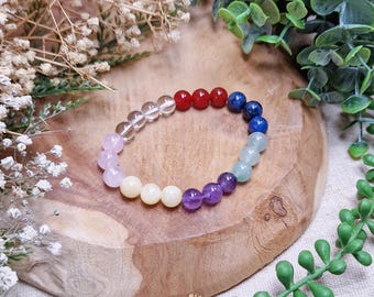 7 Chakra Bracelet 8mm | Energy Balance Healing Grounding Spiritual Connection Vibes High Quality Genuine Gemstone Crystal Jewelry Men Women
