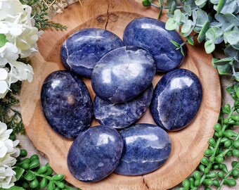 Iolite Palm Stone Hand Stone | Big Tumbled Large Gemstone Crystal Rock Gift Her Him | Intuition Clarity Spiritual Growth Inner Strength